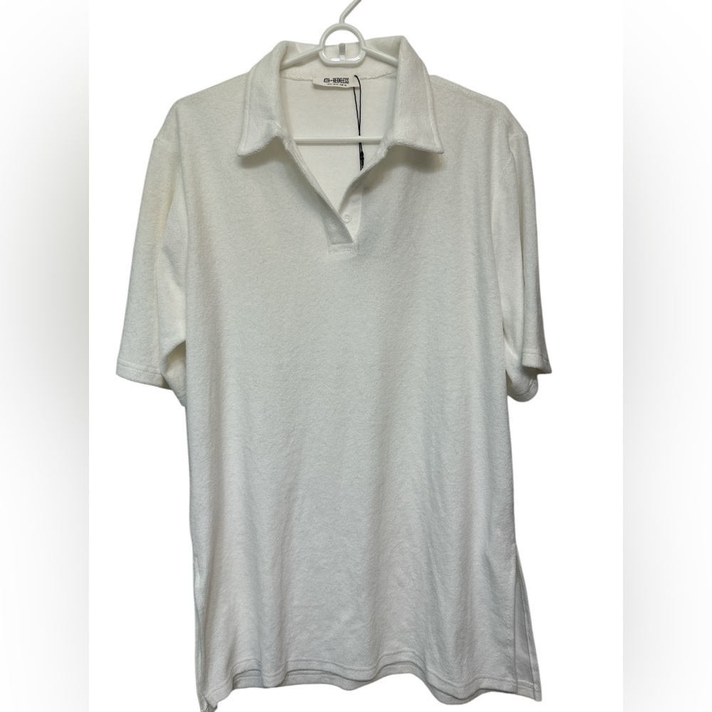 4th Reckless White Terrycloth Collared Polo Dress Beach coverup NWT